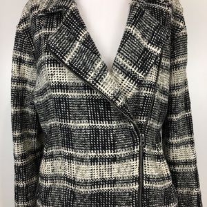 Lucky Brand Plaid Moto Jacket Size L